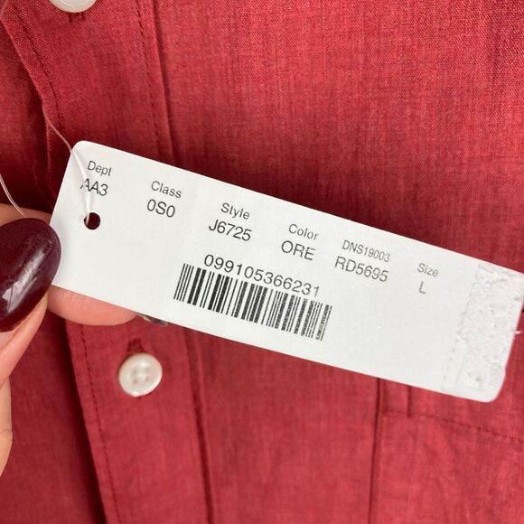 J Crew NWT Men’s Secret Wash Red Button Down Cotton Long Sleeve Shirt Slim Fit L - Picture 3 of 9